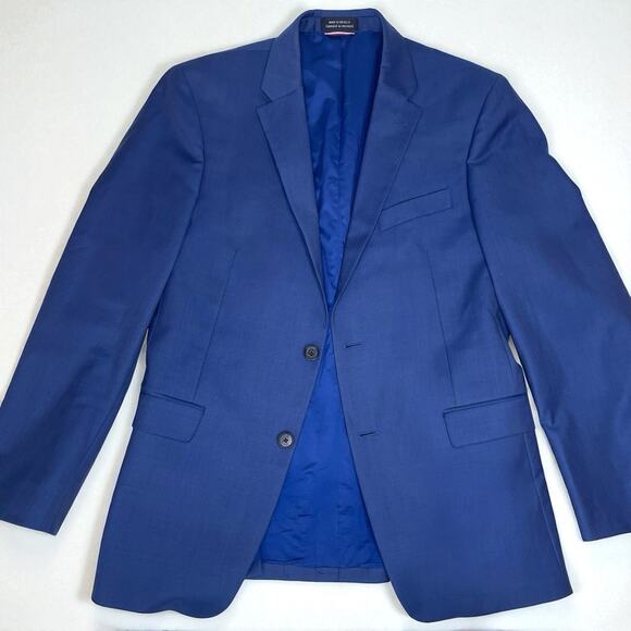 Tommy Hilfiger Blue Wool Blend Blazer R40 Classic Preppy Old Money Jacket M-L - Picture 1 of 9